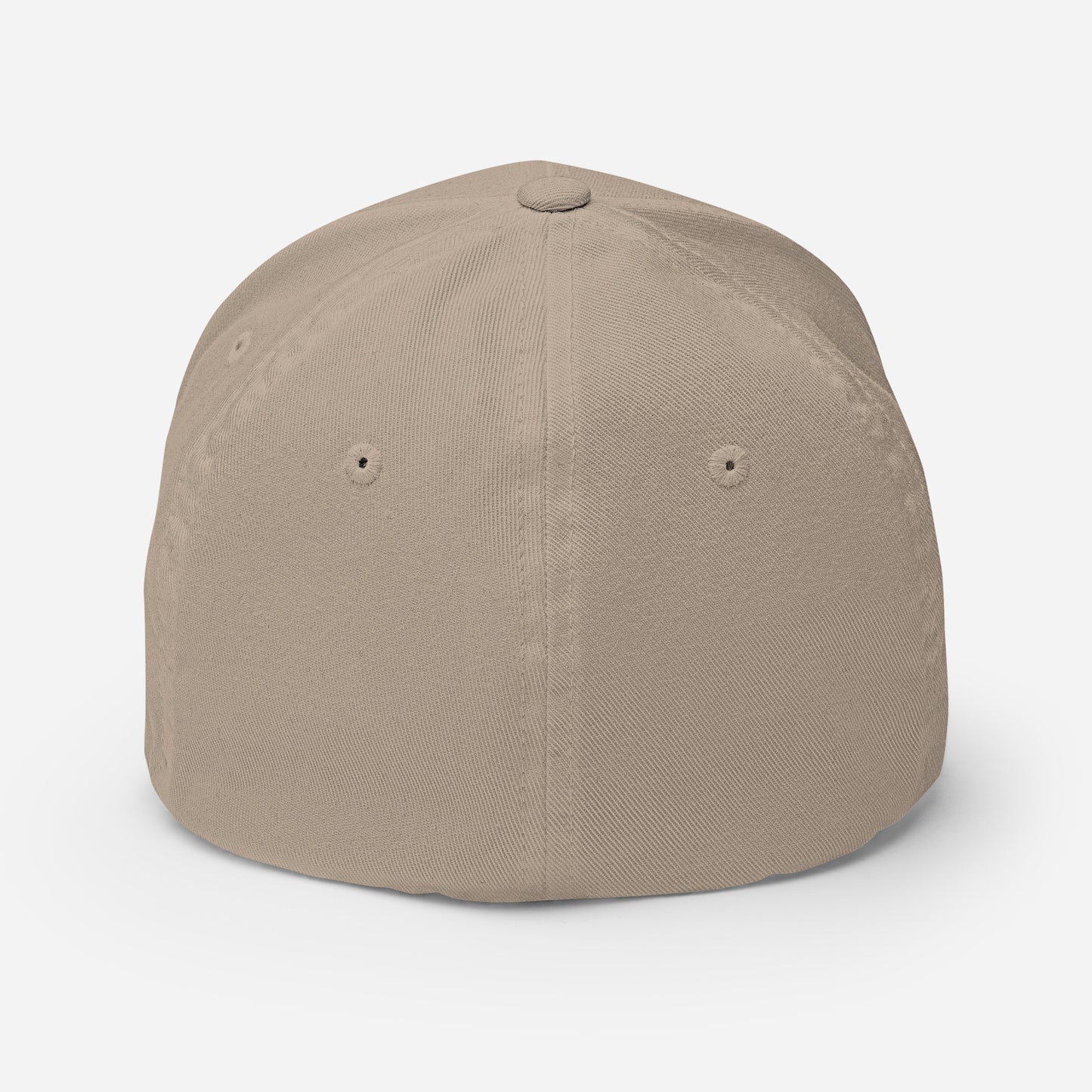 Hat Closed-Back Stretch Cap - Khaki/White (3D Puff)