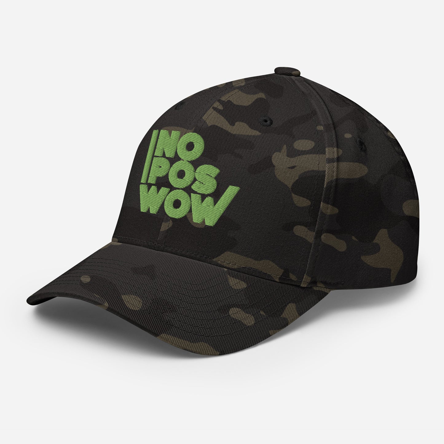 Hat Closed-Back Stretch Cap - Camouflage/Kiwi (3D Puff)
