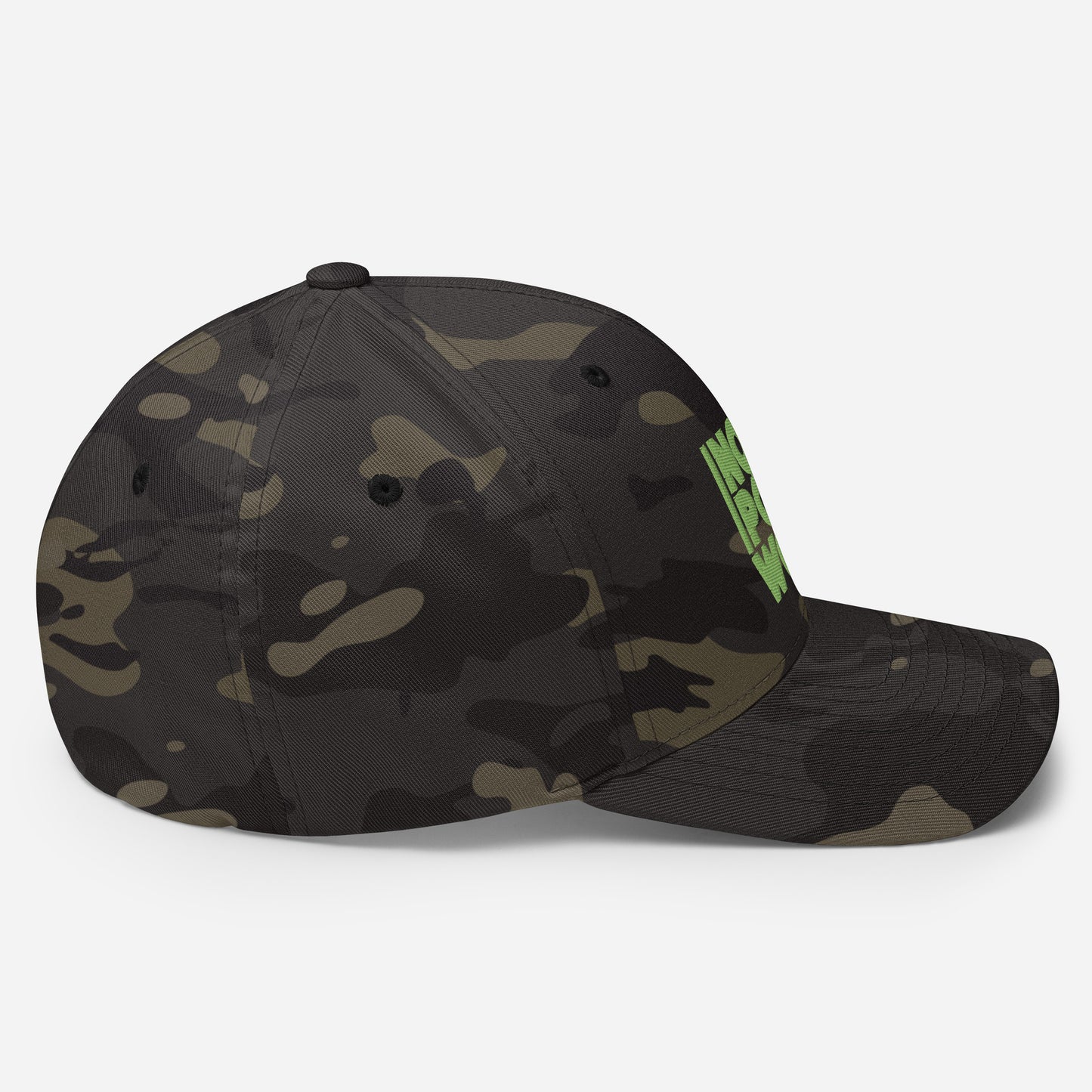 Hat Closed-Back Stretch Cap - Camouflage/Kiwi (3D Puff)